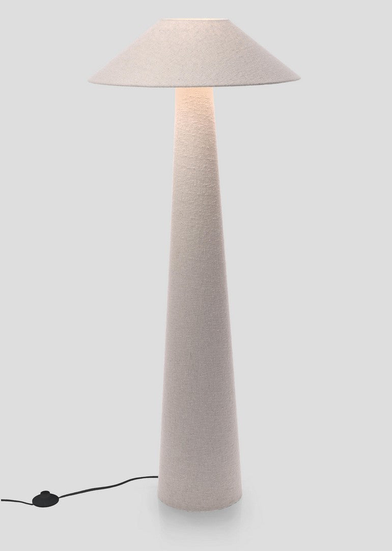 Lampada da Terra in Tessuto Bouclé Avorio Stile Minimal H120 - KIAN
