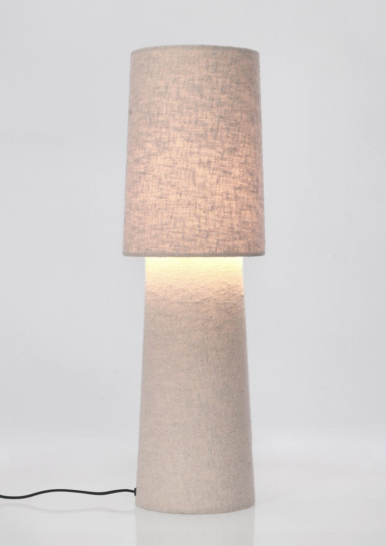 Lampada da Tavolo in Tessuto Bouclé Crema Stile Totem H58 - KIAN