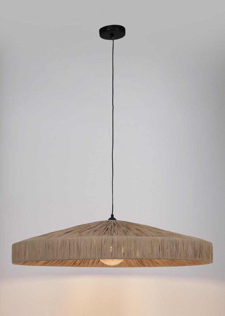 Lampadario a Sospensione in Rafia Naturale Intrecciata D80 - MEI-WEN