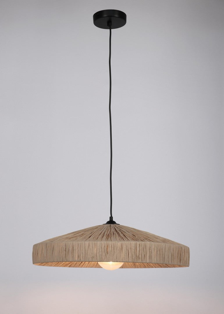 Lampadario a Sospensione in Rafia Naturale con Paralume Piatto - MEI-WEN