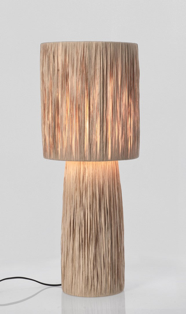 Lampada da tavolo in rafia naturale stile boho H59 cm - MEI-WEN