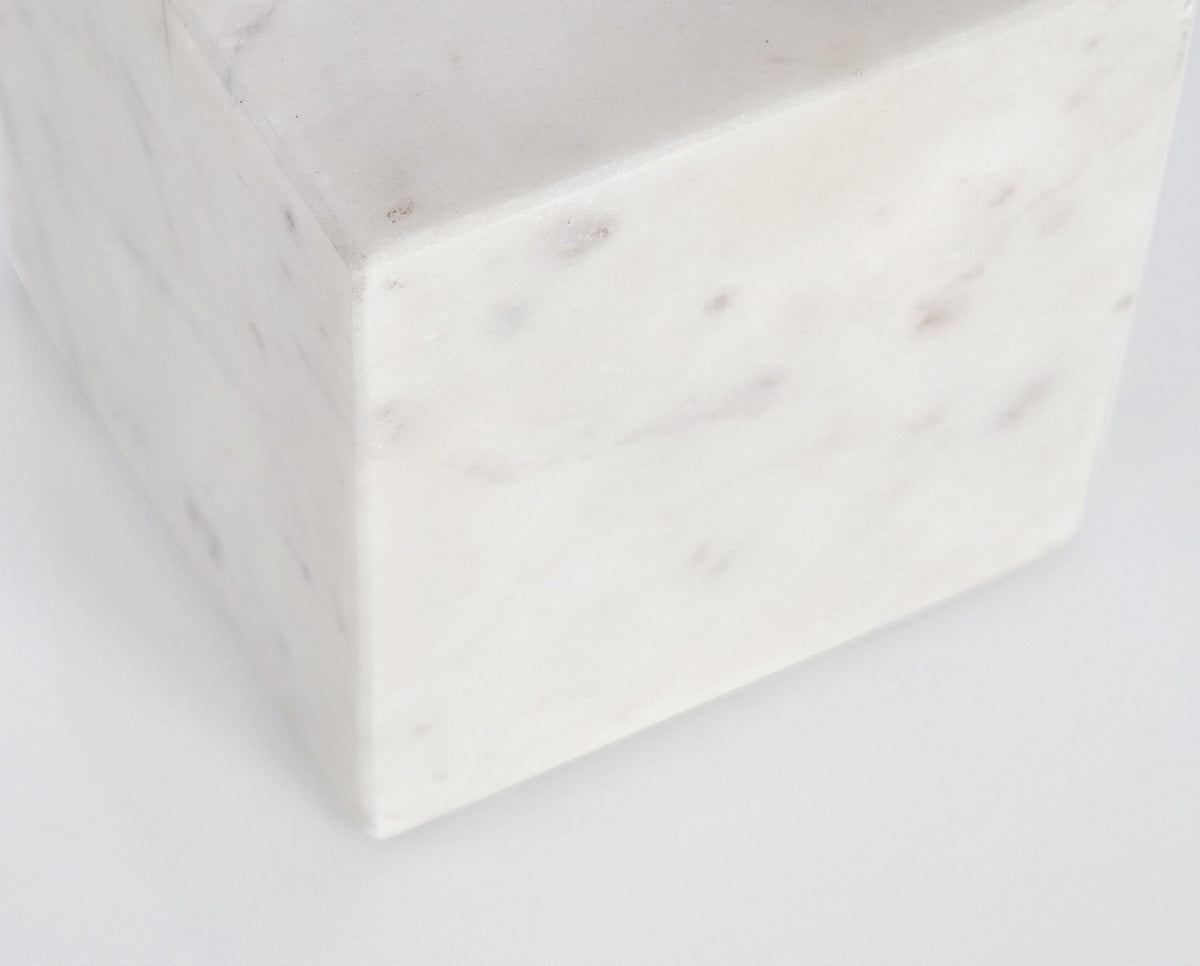 Lampada da Tavolo Cubica in Marmo Bianco con Bulbo E27 - TARIQ