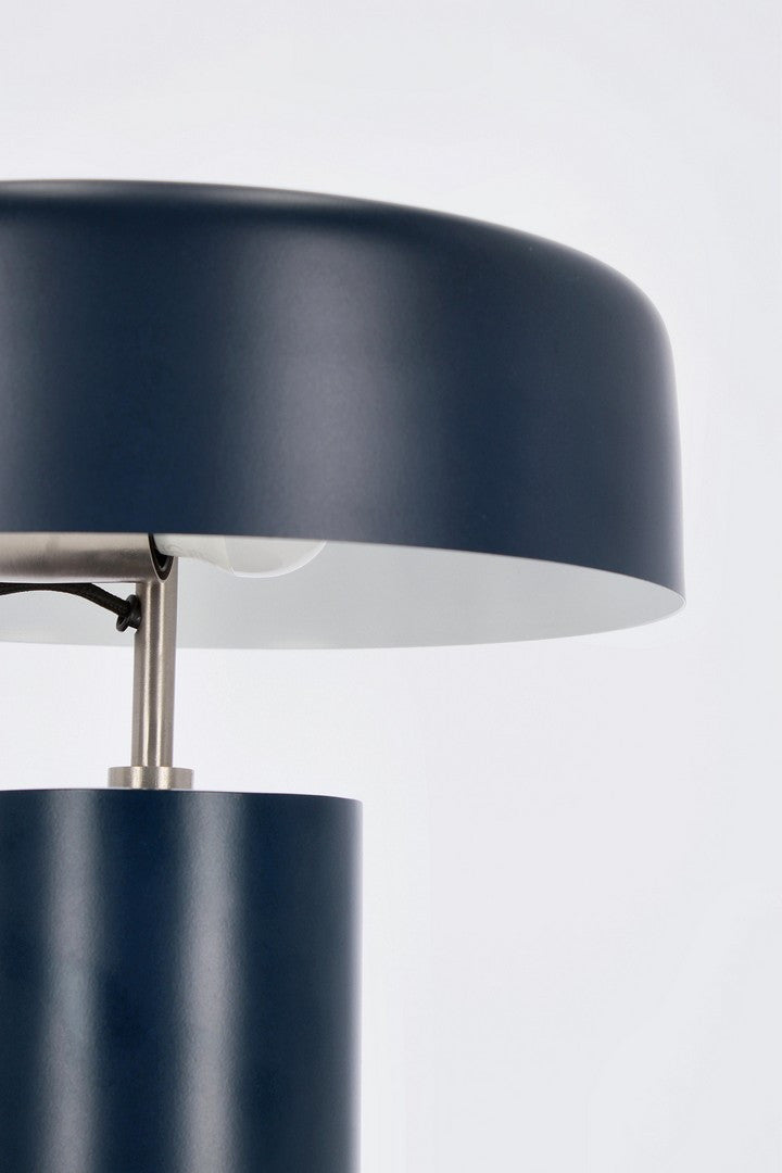 Lampada da Tavolo in Metallo Blu con Paralume Tondo H35 - SHIORI