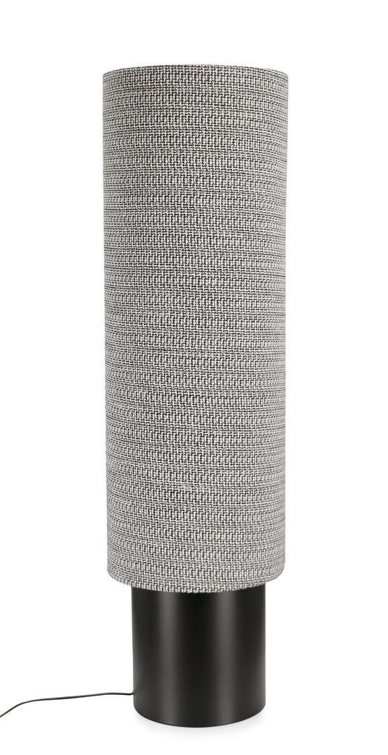 Lampada da Terra Cilindrica con Base in Metallo e Paralume in Tessuto - VARUNI