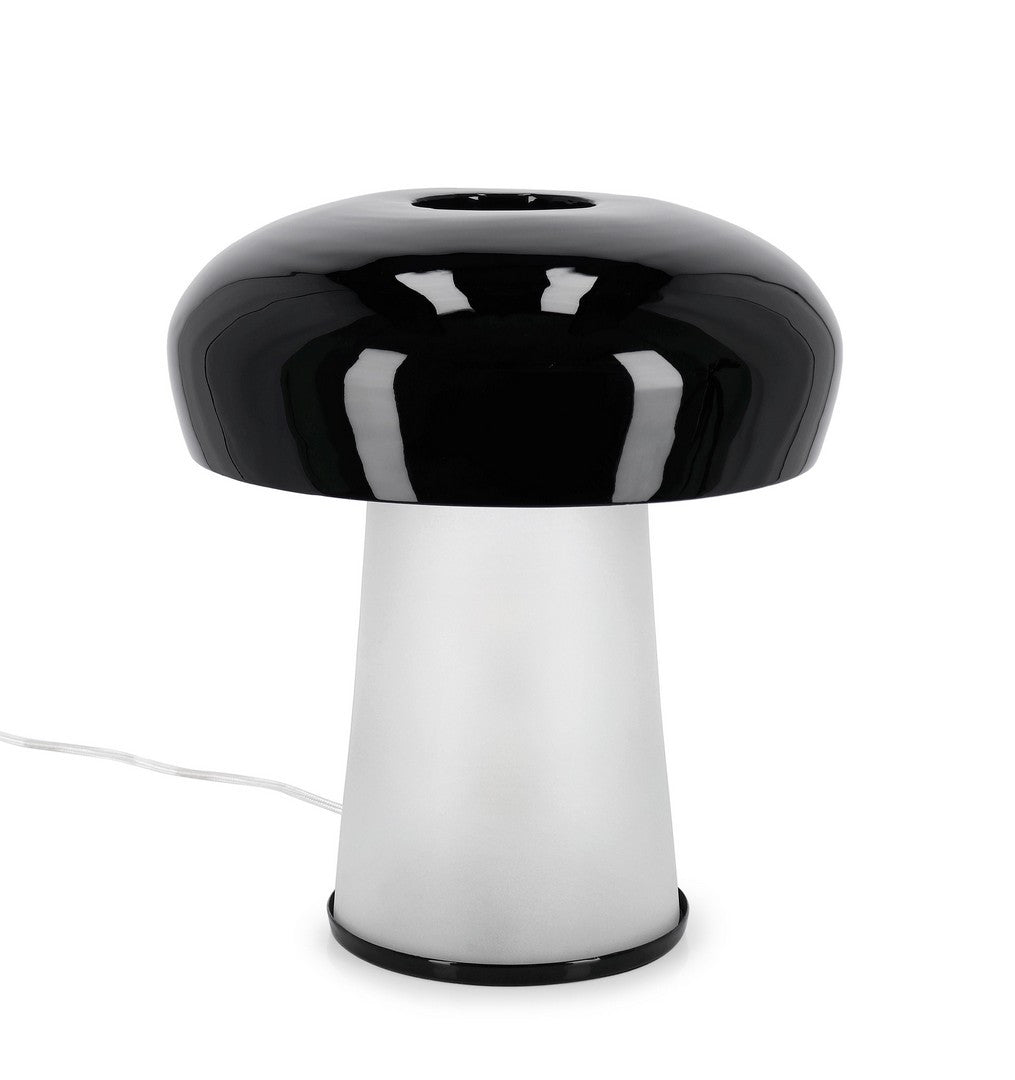 Lampada da Tavolo a Fungo in Metallo e Vetro Nera H40 - CLEVELY
