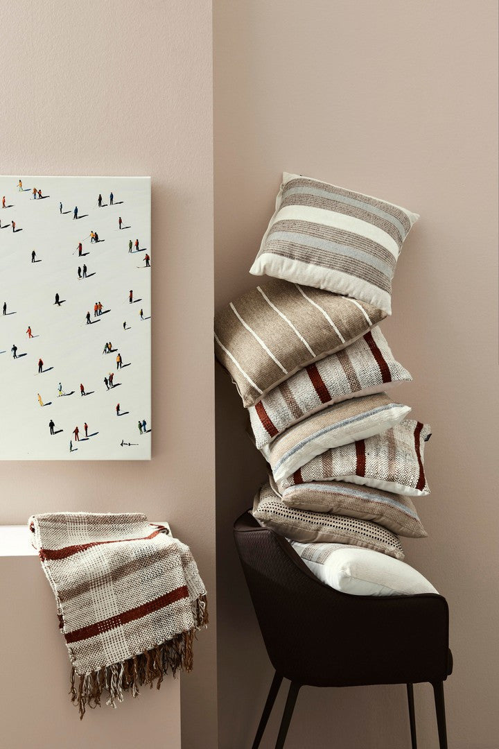 Coperta in Cotone e Viscosa a Righe con Frange 130x170 cm - RAYRA