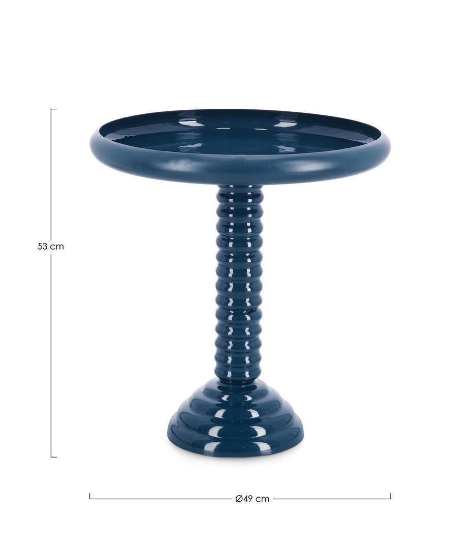 Tavolino rotondo in acciaio smaltato con base a colonna tortile Ø 49 cm Blu - ANGADA