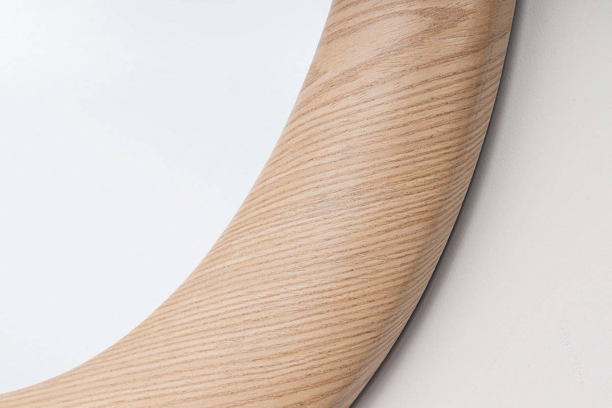 Specchio Rotondo in MDF Impiallacciato Rovere - OTILIA