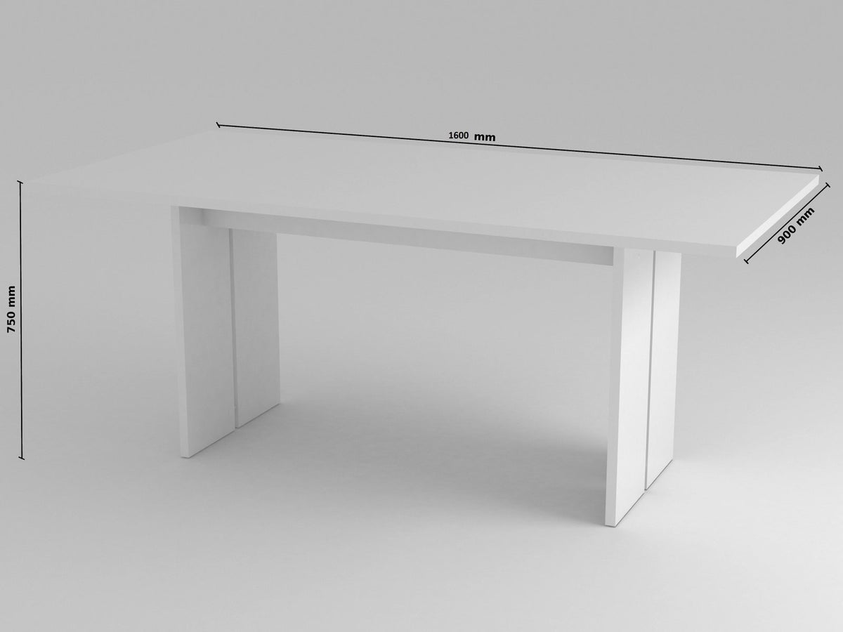 Tavolo da pranzo ANDROMEDA bianco lucido con misure: 1600 mm, 900 mm, 750 mm