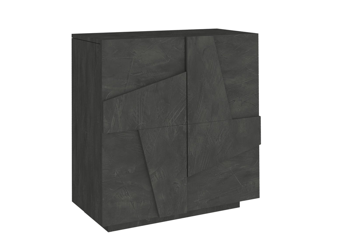 Render della scarpiera PULSE ardesia su fondo bianco, pannelli geometrici a rilievo sulle ante #colore_Ardesia