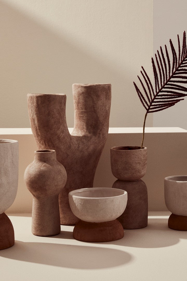 Vaso da Fiori in Terracotta Bicolore con Base a Cupola - HECTOR