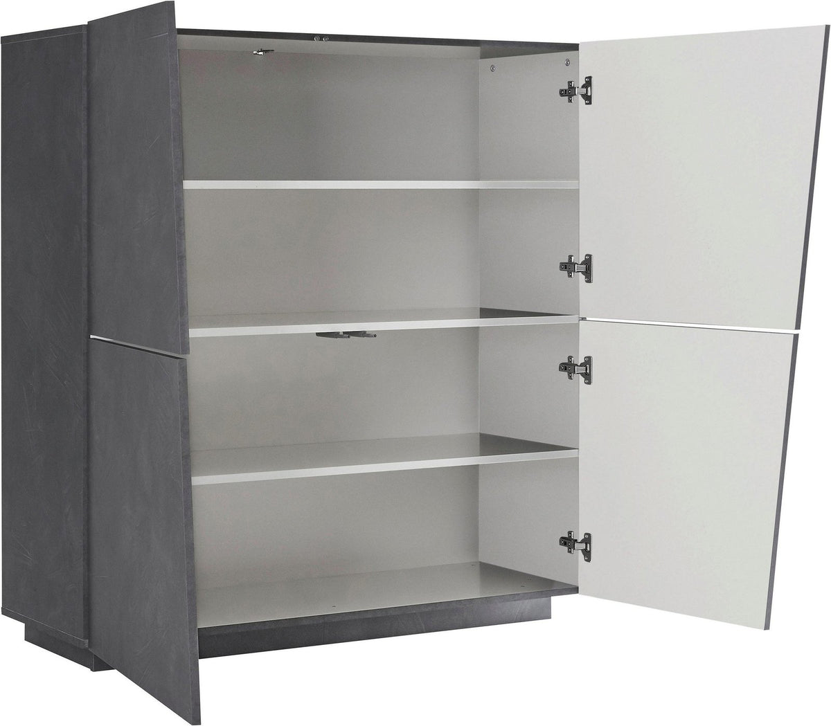 Interno della credenza GALAXIA ardesia con esterno grigio scuro e vani bianchi #colore_Ardesia