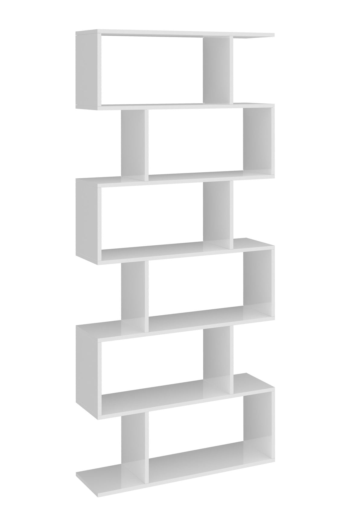 Libreria ODYSSEY bianco lucido vuota, ripresa in leggera prospettiva da sinistra #colore_Bianco Lucido