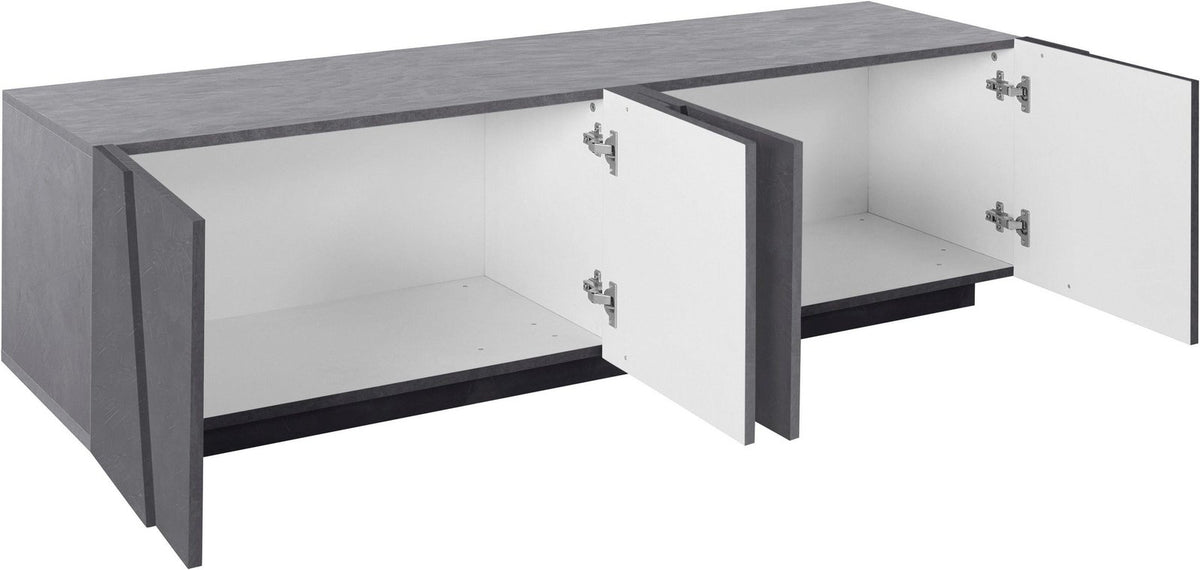 Porta TV PULSE ardesia con due ante centrali verso l'interno e due esterne aperte verso l'esterno #colore_Ardesia