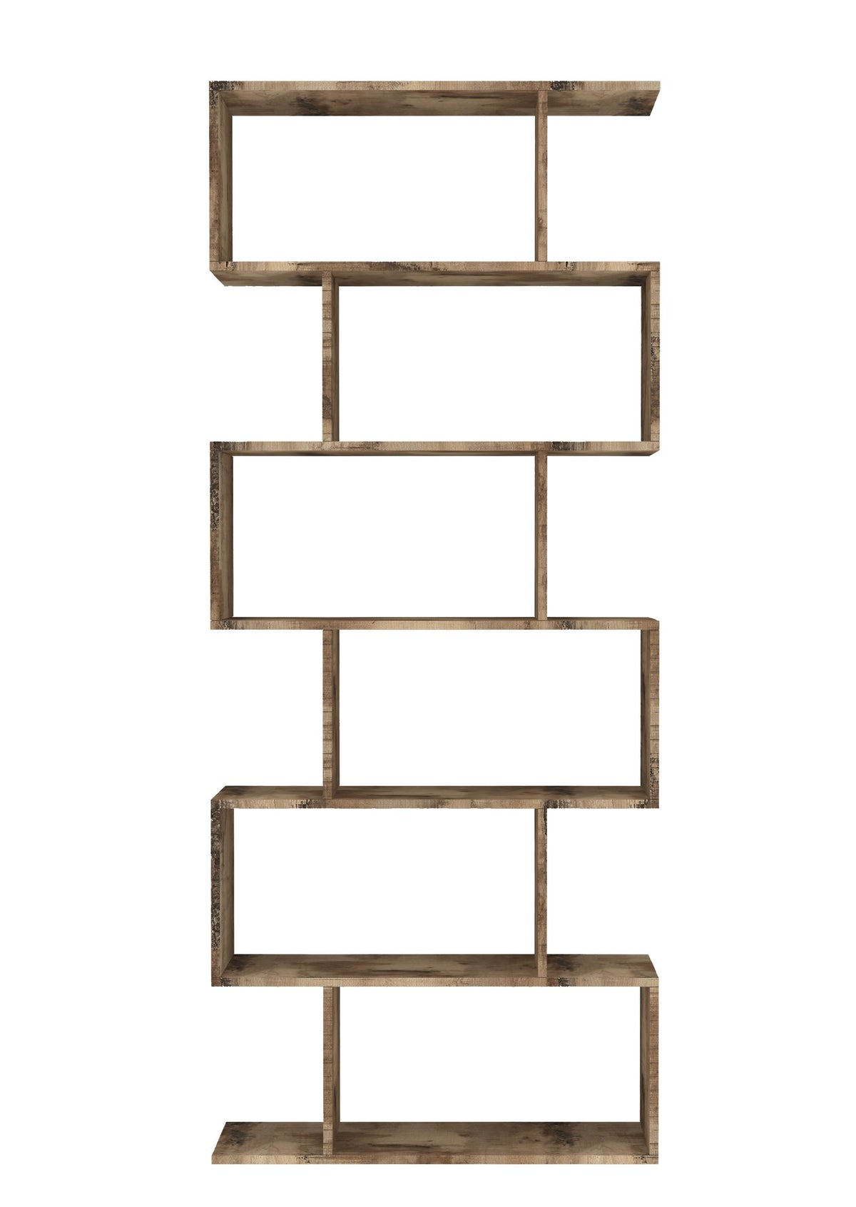 Libreria ODYSSEY effetto legno anticato con ripiani appoggiati, non ancorati tra loro #colore_Effetto Legno