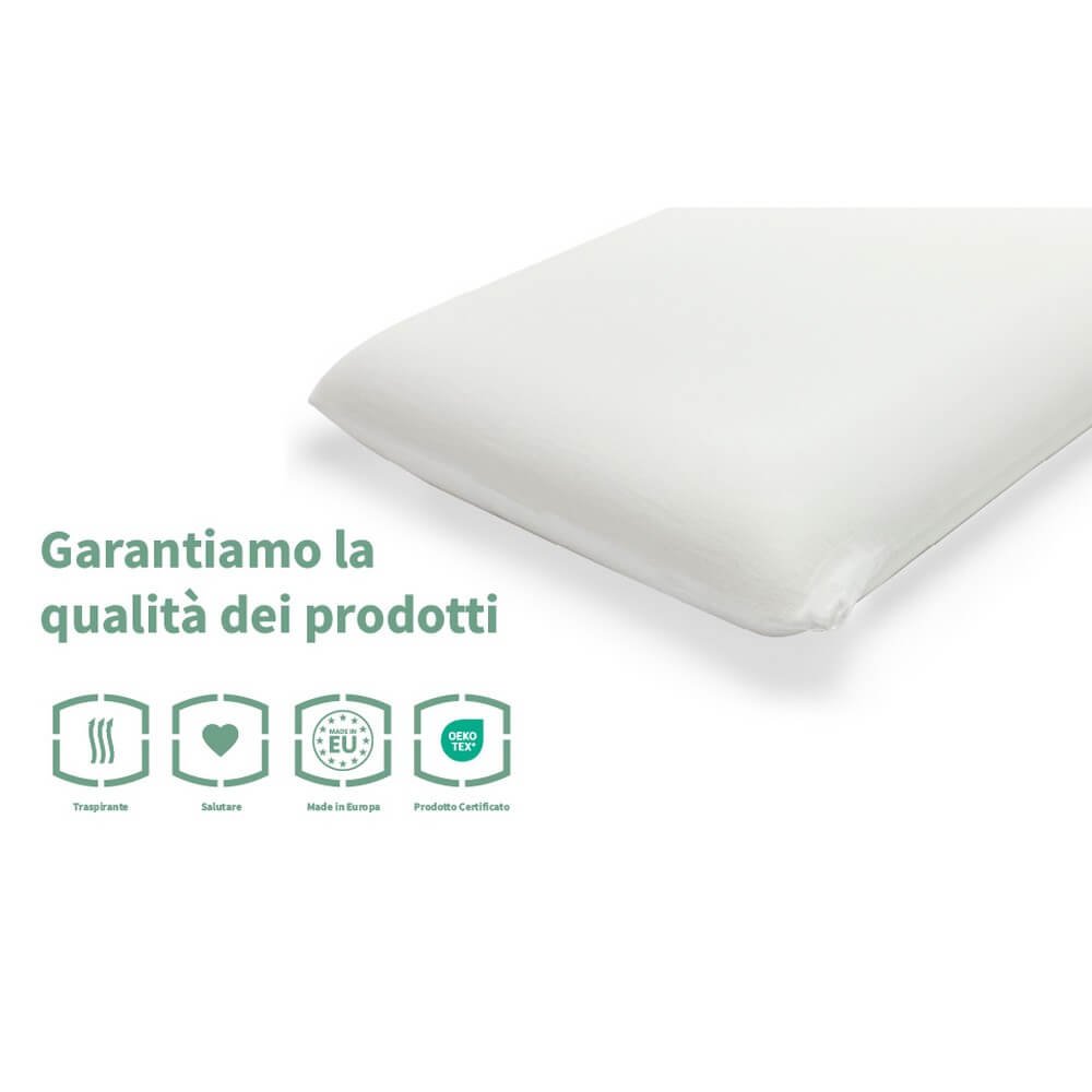 Guanciale NUVOLA bianco a saponetta, vista a tre quarti su fondo neutro
