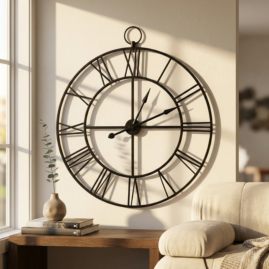 orologio_da_parete_in_metallo_nero_con_numeri_romani_grande__isivia