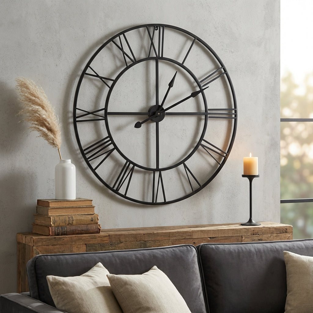 orologio_da_parete_in_metallo_nero_con_numeri_romani_grande__isivia