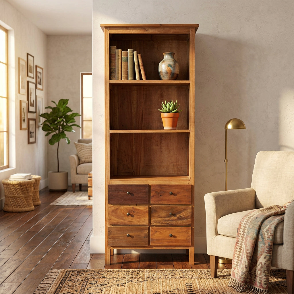libreria_in_legno_3_ripiani_6_cassetti__charybdis
