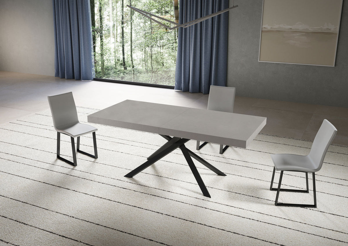 Tavolo NIKET cashmere chiuso con linea centrale e gambe a croce antracite #colore_Cashmere