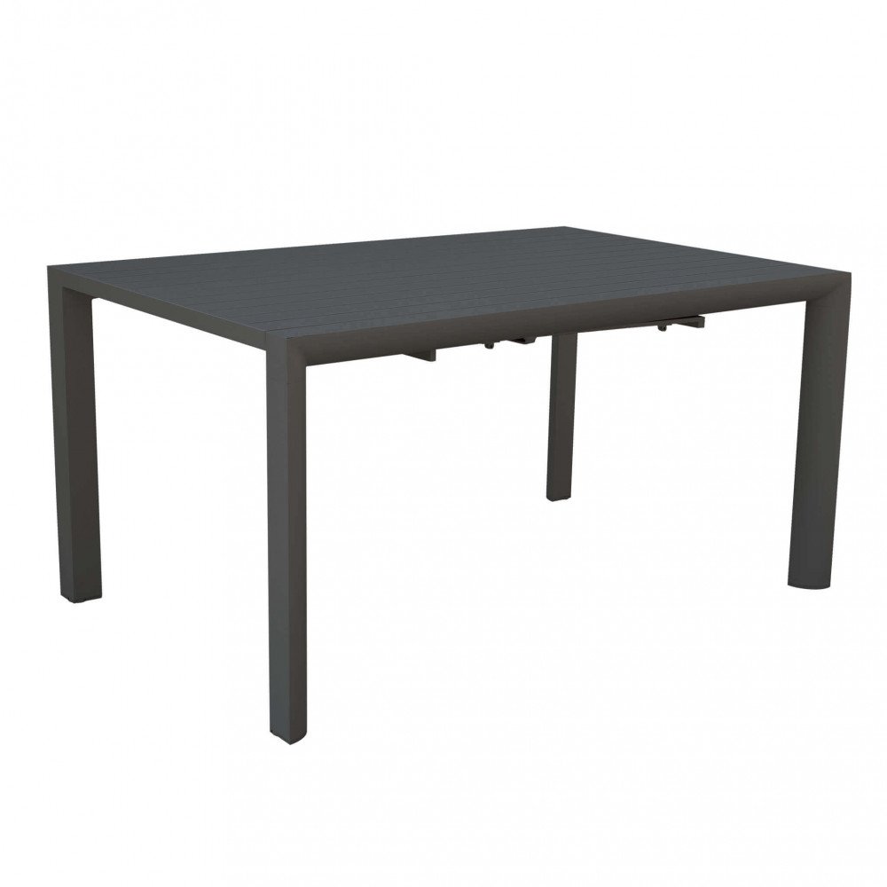 Tavolo BILBAO antracite rettangolare chiuso, piano a doghe e gambe quadrate, su sfondo bianco #colore_Antracite