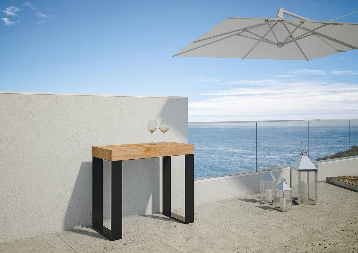 Consolle allungabile Gambe Antracite in Legno di Abete - TECNO