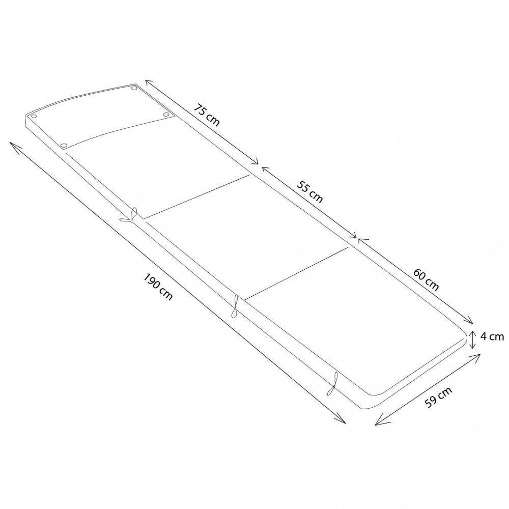 Schema con misure del cuscino LETTINO: 190 cm di lunghezza e 60 cm di larghezza #colore_Tortora