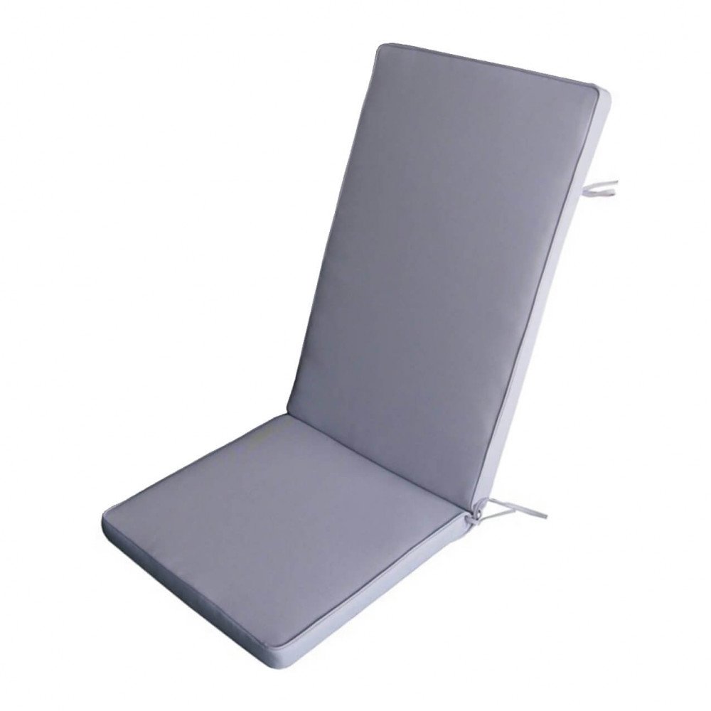 Cuscino MEDIO grigio con passepoil bianco e lacci, vista tre quarti su fondo bianco #colore_Grigio