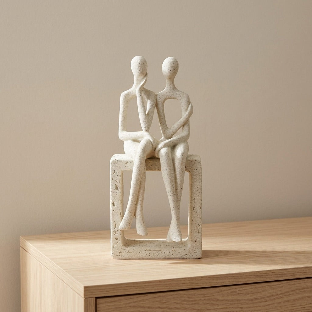Statuetta decorativa coppia in pietra 11,5x9x25 cm - STONS