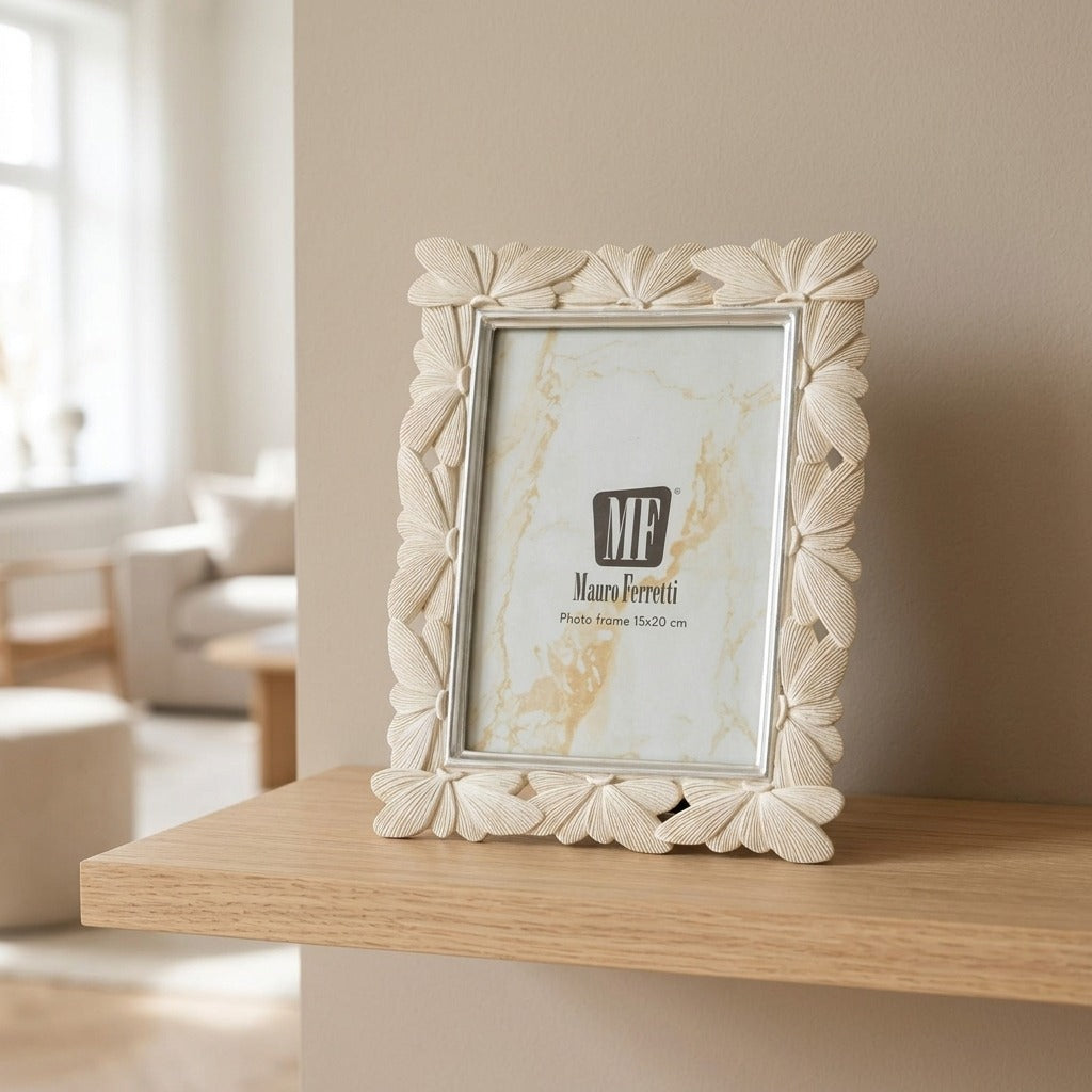 Cornice Portafoto in Resina con Decoro a Farfalle - BUTTERFLY