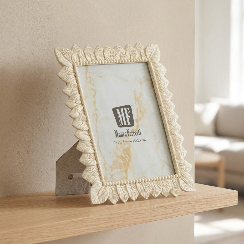 Cornice Portafoto in Resina con Bordo a Foglie 15x20 cm - LIGHT LEAF