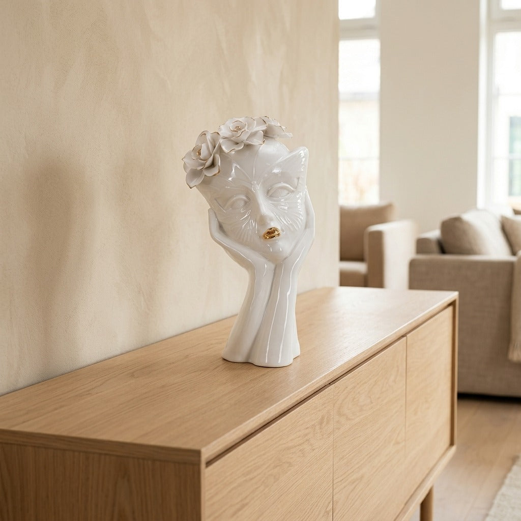 Vaso Decorativo a Volto di Donna in Acciaio - WOMAN MASK