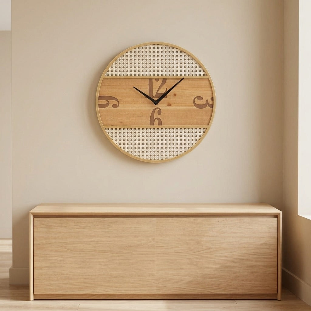 Orologio da parete rotondo effetto paglia di Vienna 50 cm - FUJI