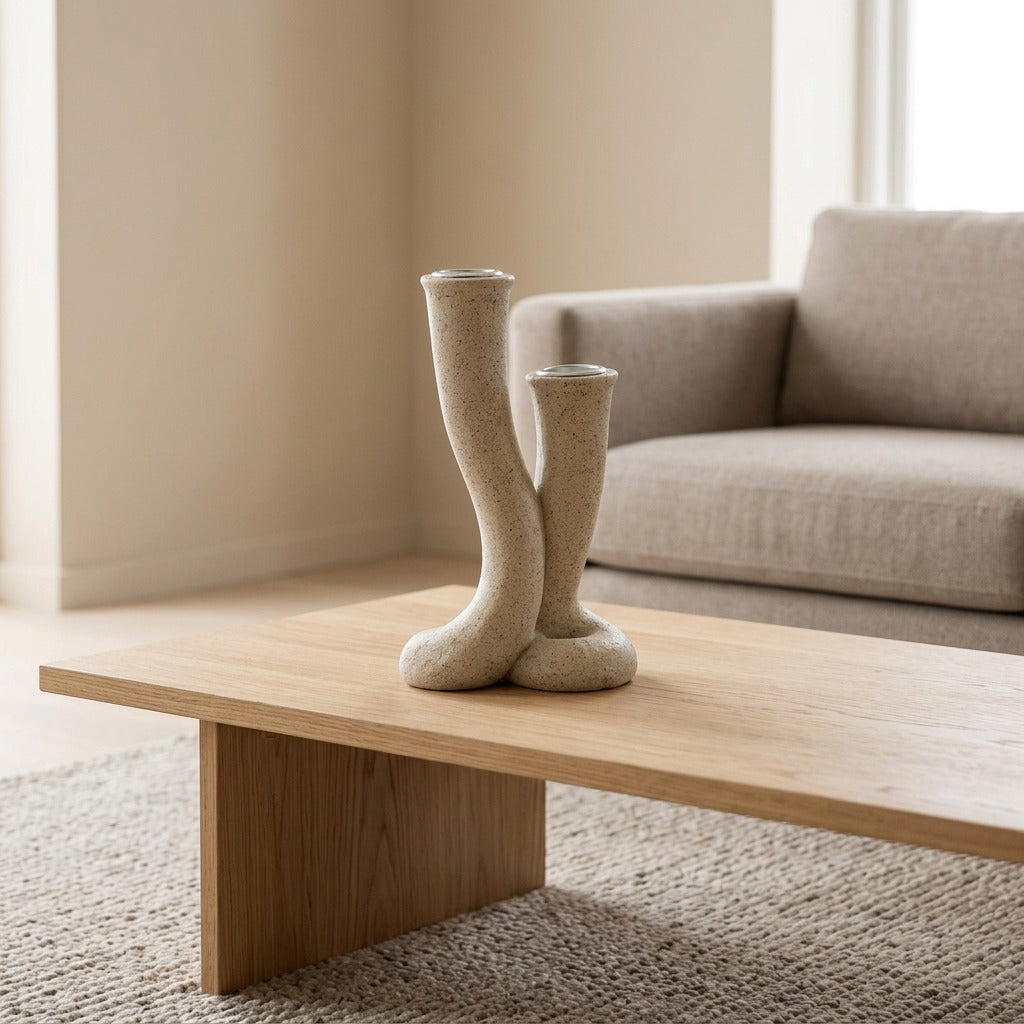 Portacandela a spirale in stile naturale 10x6,5x17,5 cm - CAND