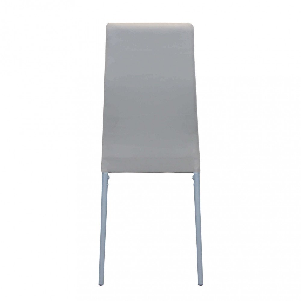 Sedia da pranzo IVY tortora vista dal retro, con gambe posteriori in metallo grigio