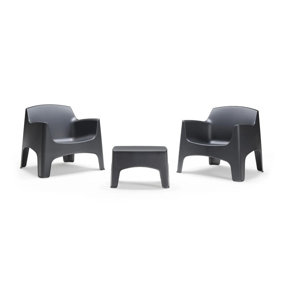 Set IBIZA TERRACE nero su sfondo bianco, due poltrone con tavolino centrale