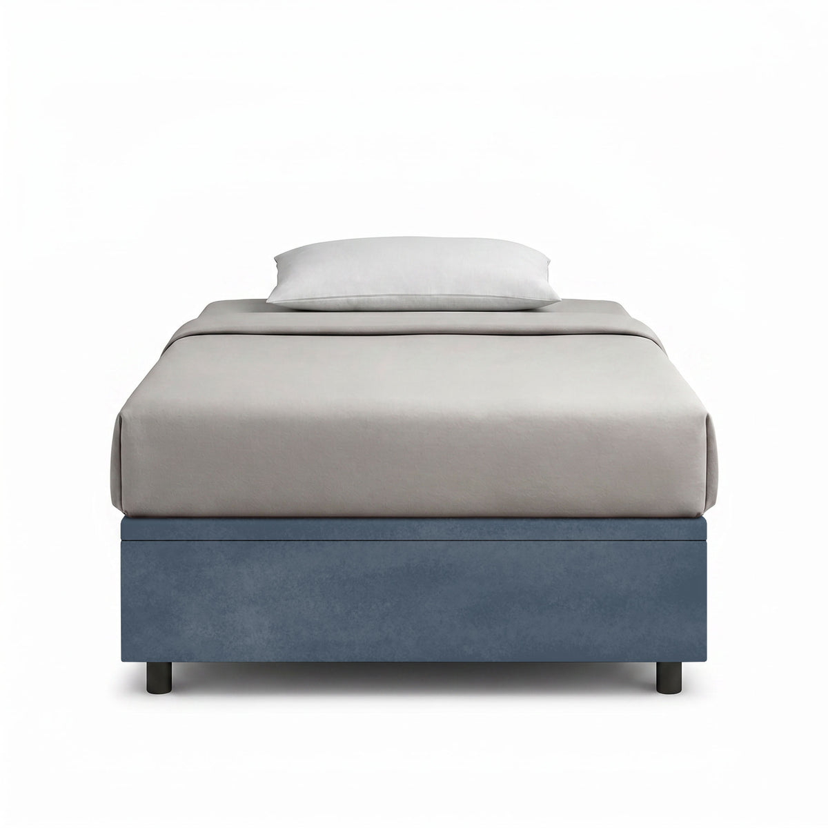 Letto contenitore BOXMAX blu visto frontale con fascia del contenitore in tessuto #colore_Blu