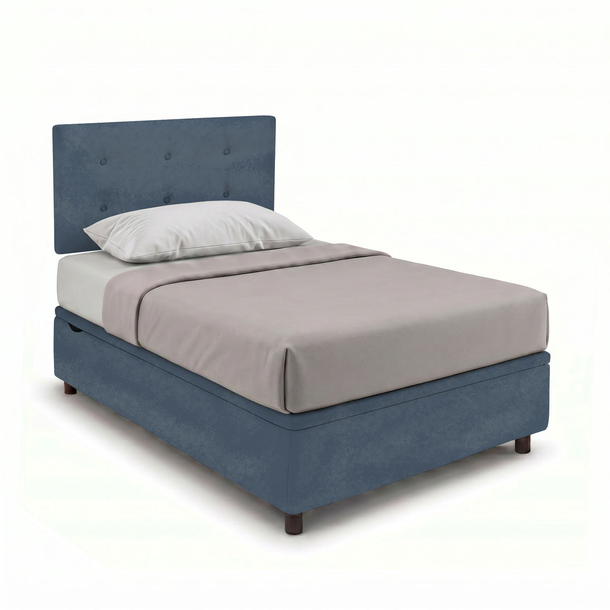 Letto contenitore BOXMAX blu con testiera alta a tre file di bottoni #colore_Blu