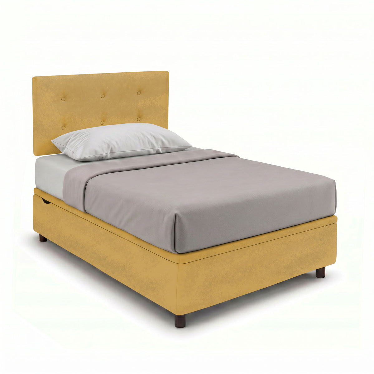 Letto contenitore BOXMAX ocra con cassetto frontale e testiera a losanga #colore_Ocra