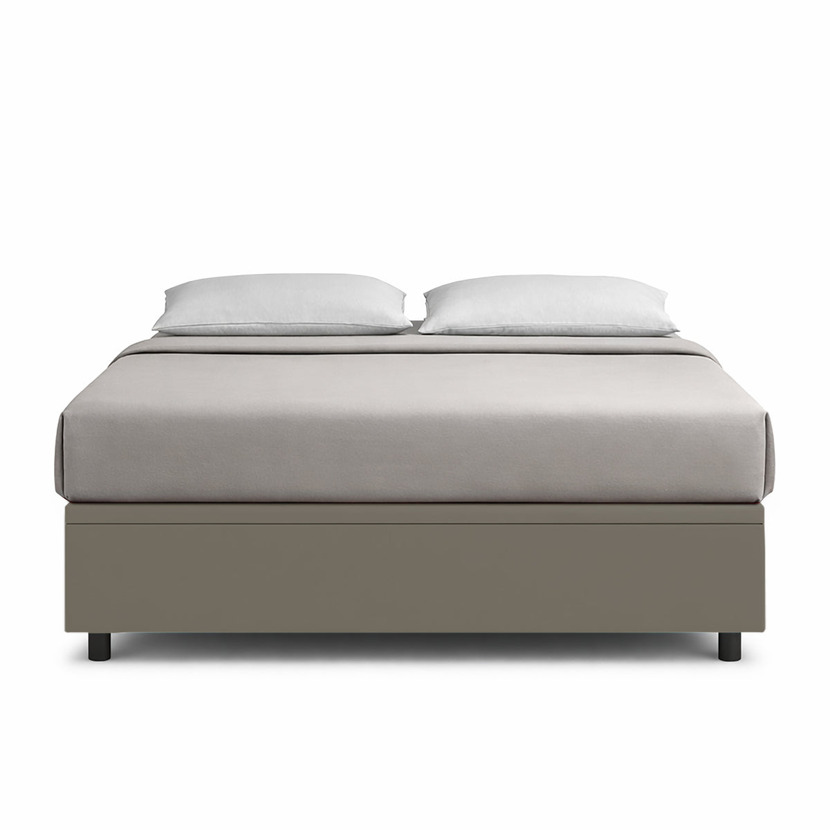 Letto BOXMAX cappuccino alla francese con contenitore, vista frontale su sfondo bianco #colore_Cappuccino