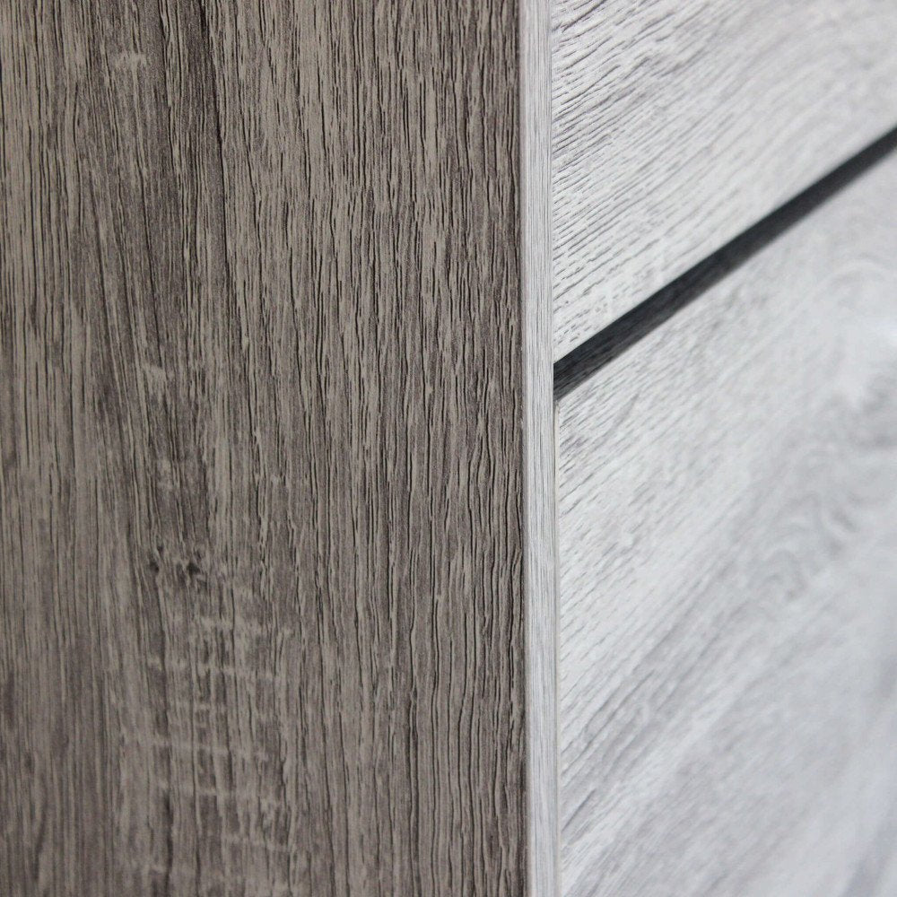 Dettaglio ravvicinato di pannelli in rovere grigio della scarpiera LOLA #colore_Grigio chiaro