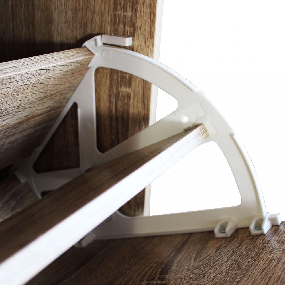 Dettaglio del supporto angolare bianco interno della scarpiera LOLA marrone #colore_Marrone
