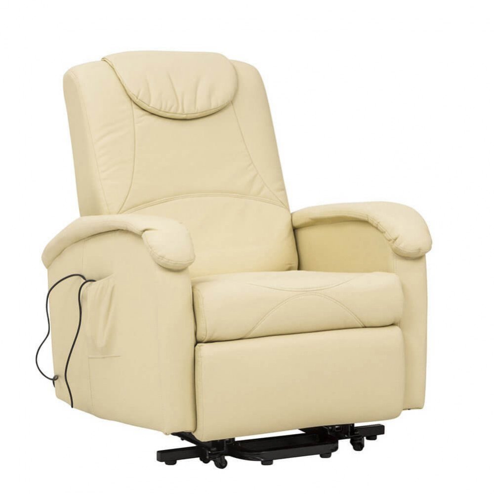 Poltrona elettrica alzapersona PRIME beige su fondo bianco, vista di tre quarti #colore_Beige