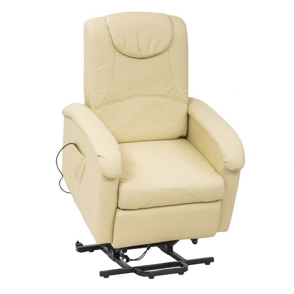 Meccanismo di sollevamento della poltrona PRIME beige su base metallica nera #colore_Beige