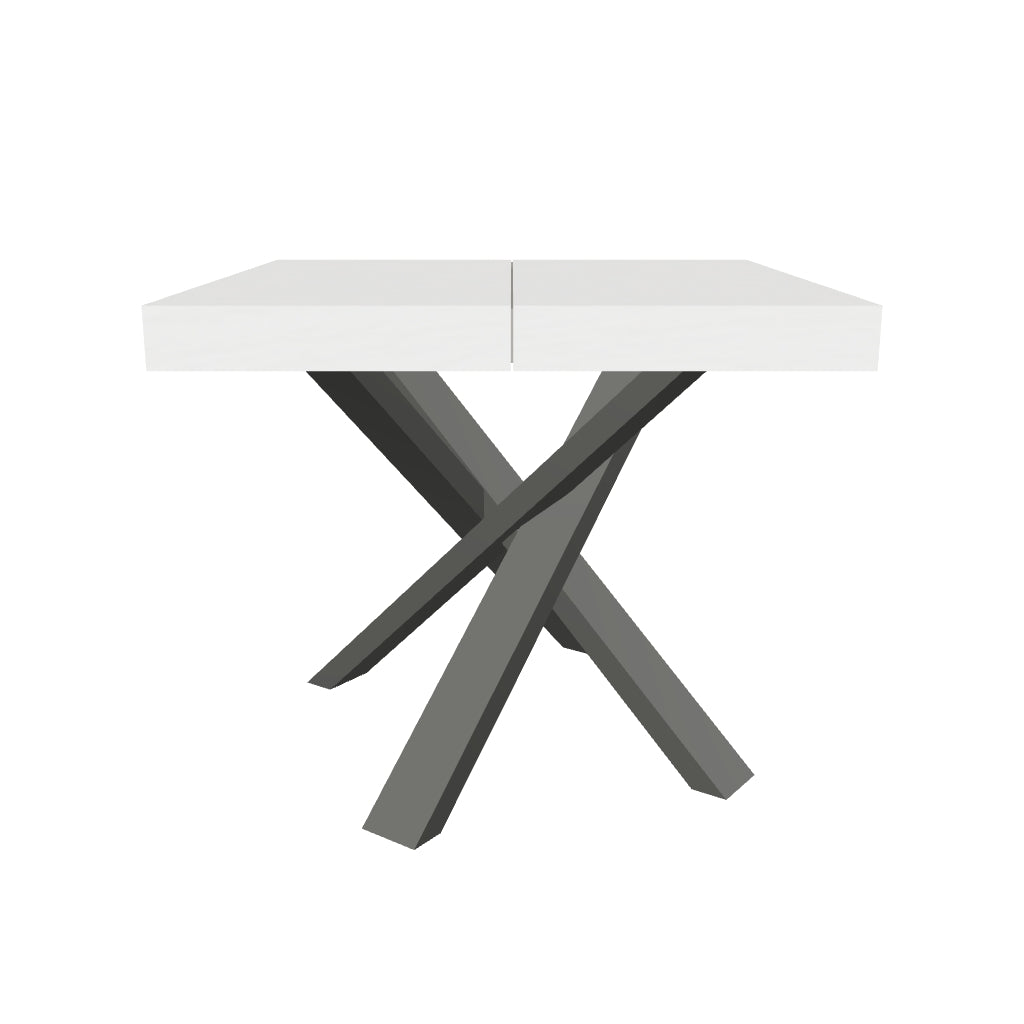 Tavolo da Pranzo Allungabile Quadrato in Nobilitato con Gambe Antracite - CLERK in 3D