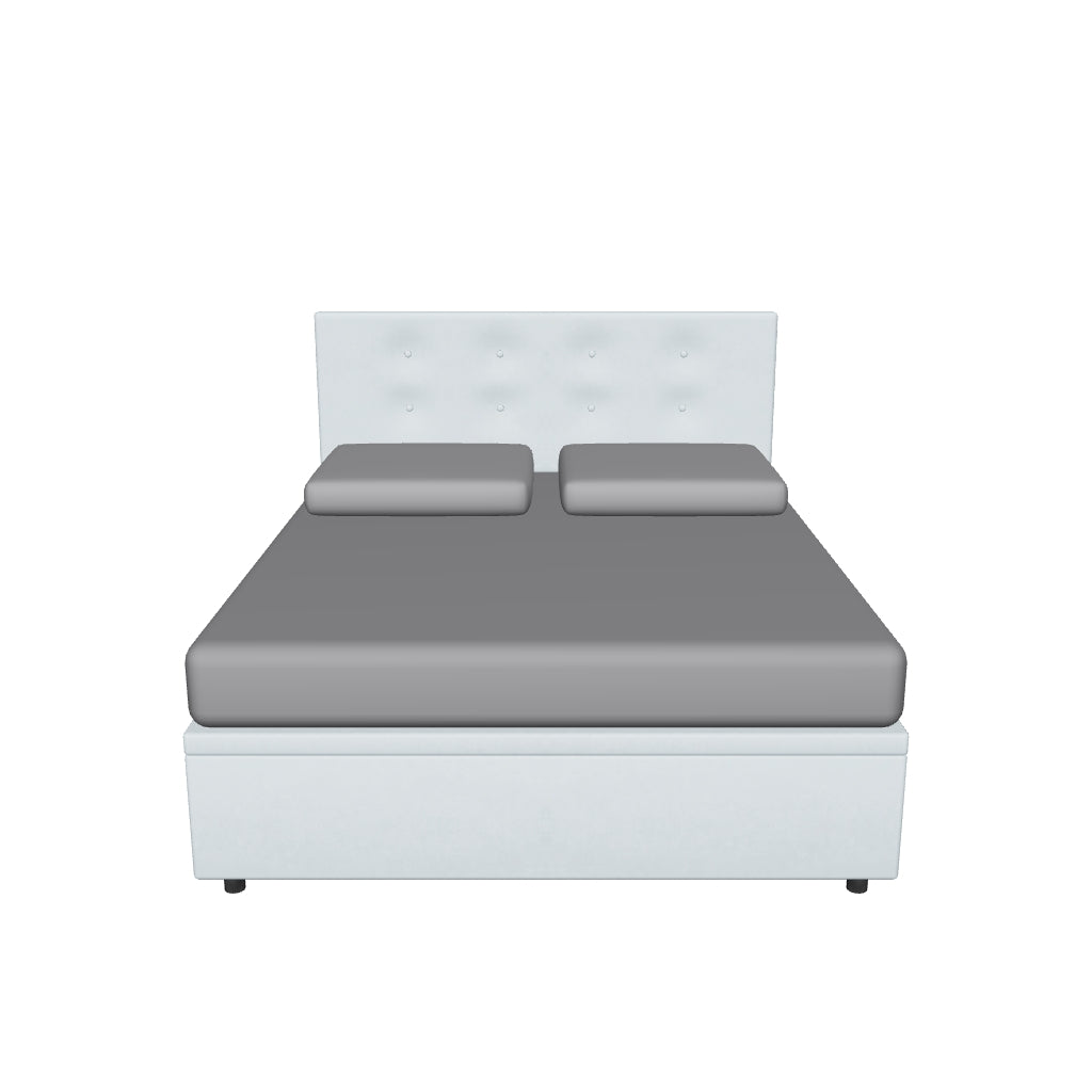 Letto Matrimoniale Contenitore Imbottito in Microfibra con Testata - BOXMAX in 3D