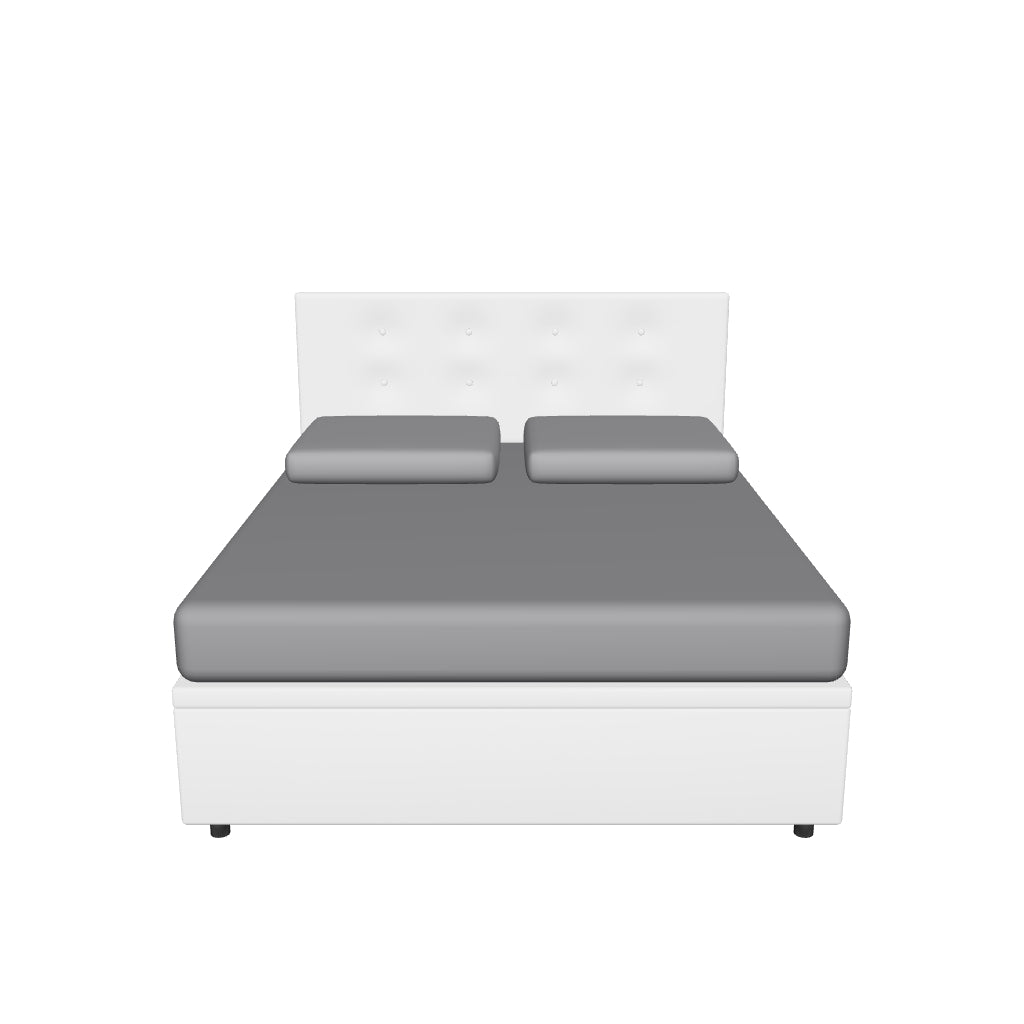 Letto Matrimoniale Contenitore Imbottito in Similpelle con Testata Button - BOXMAX in 3D