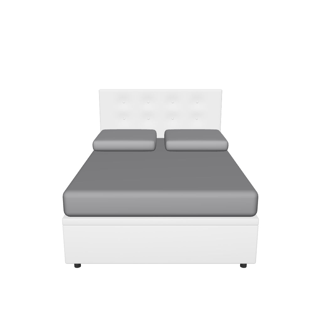 Letto alla Francese Contenitore Imbottito in Similpelle con Testata Button - BOXMAX in 3D