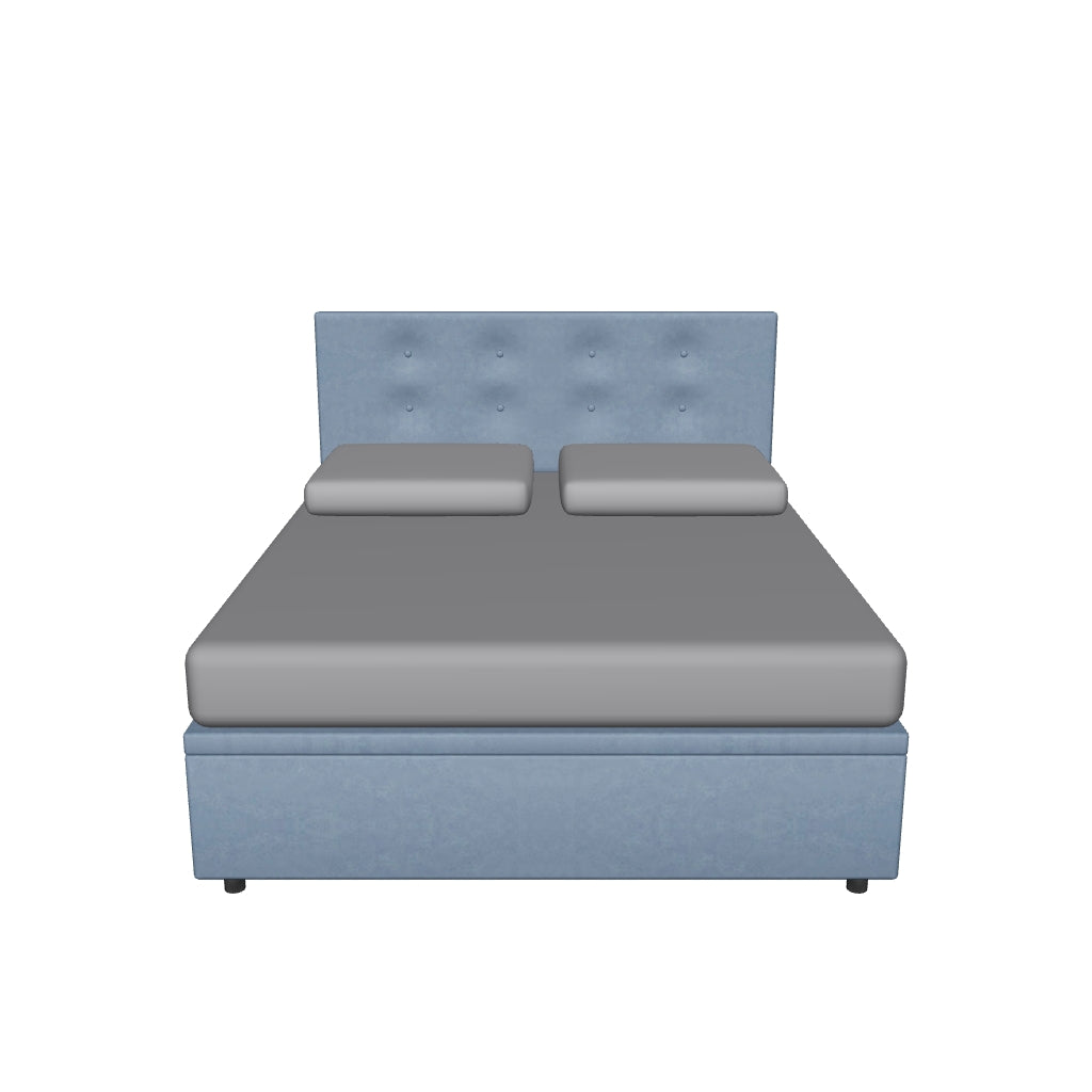 Letto Matrimoniale Contenitore Imbottito in Microfibra con Testata - BOXMAX in 3D
