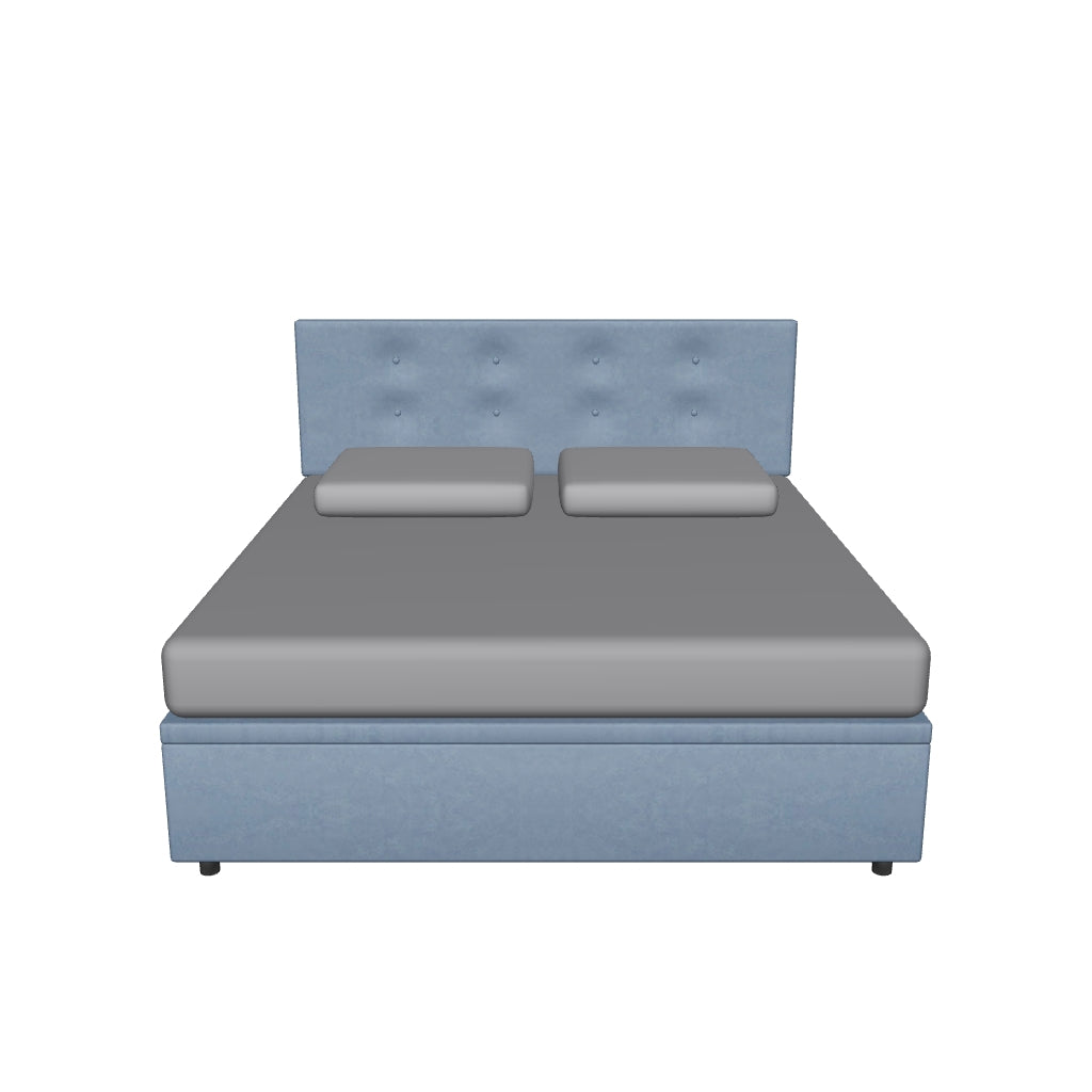 Letto King Size Contenitore Imbottito con Testata - BUTTON in 3D